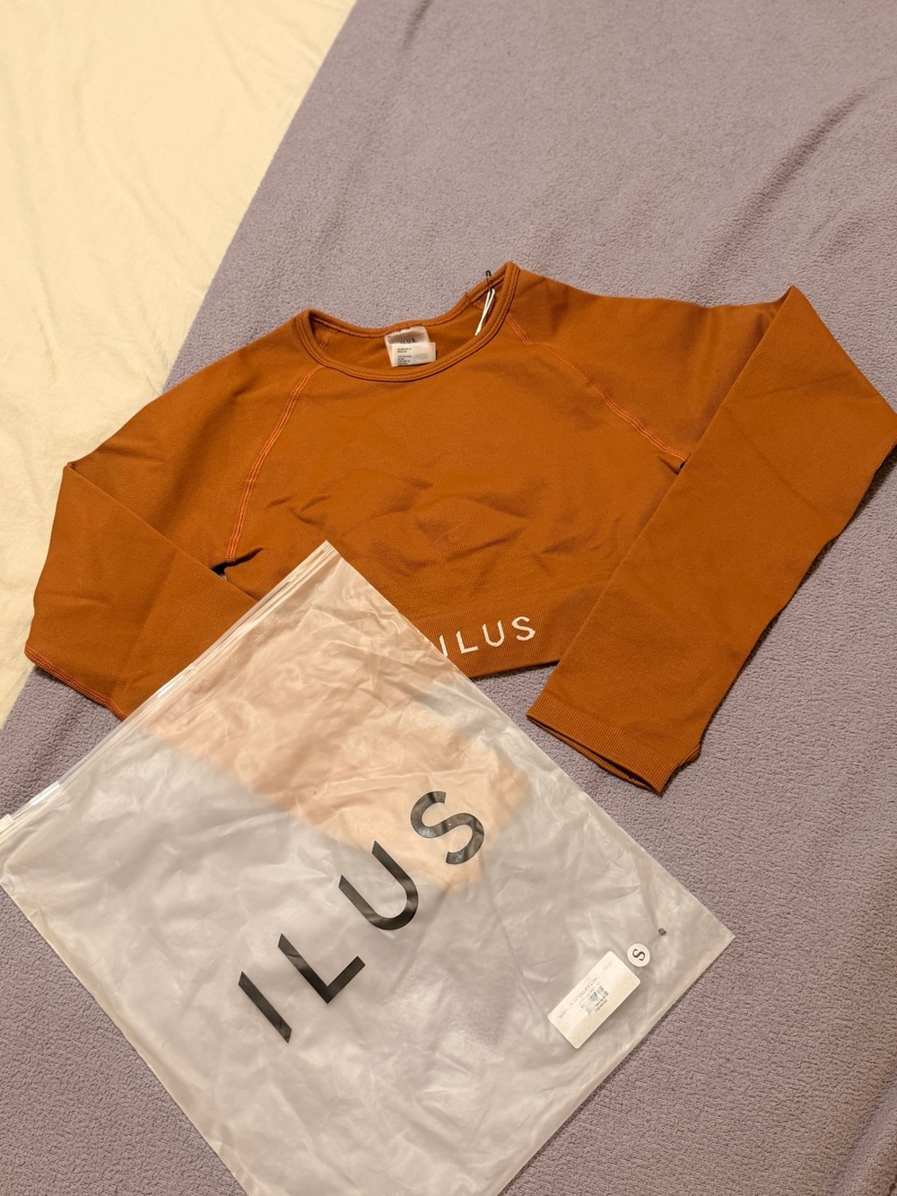 ILUS Label Rust Long Sleeve Cropped Workout Top Women’s Small